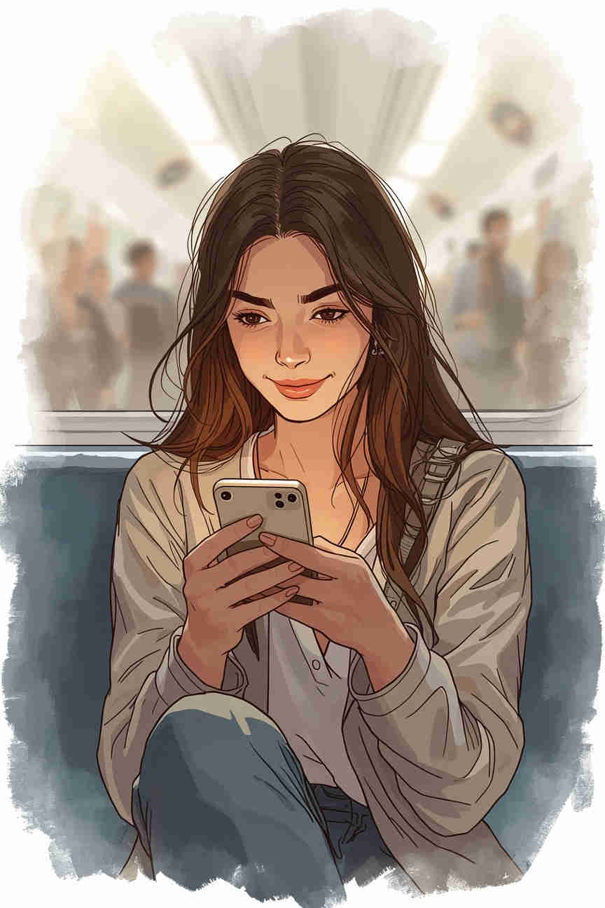 Woman playing online game