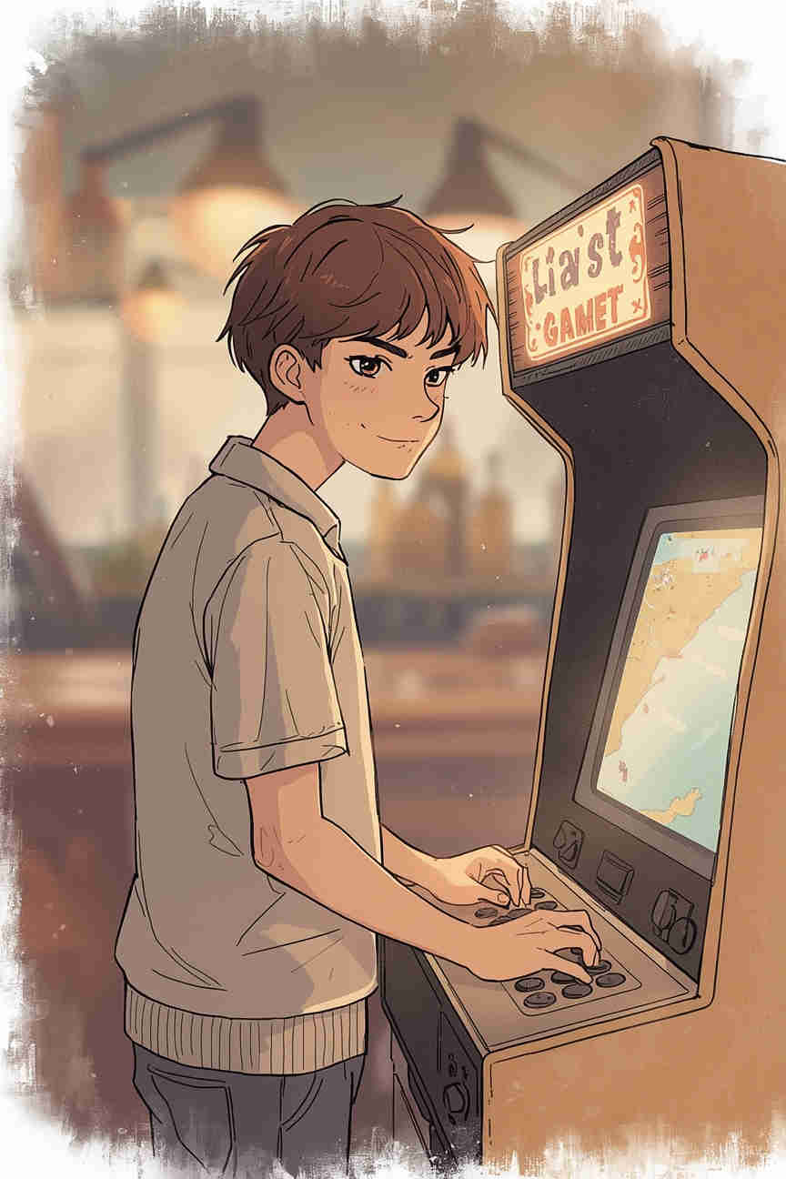 Playing old video game machine